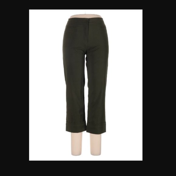 ANN KLEIN, Olive green cropped hemmed pants - size: XL - Picture 10 of 12